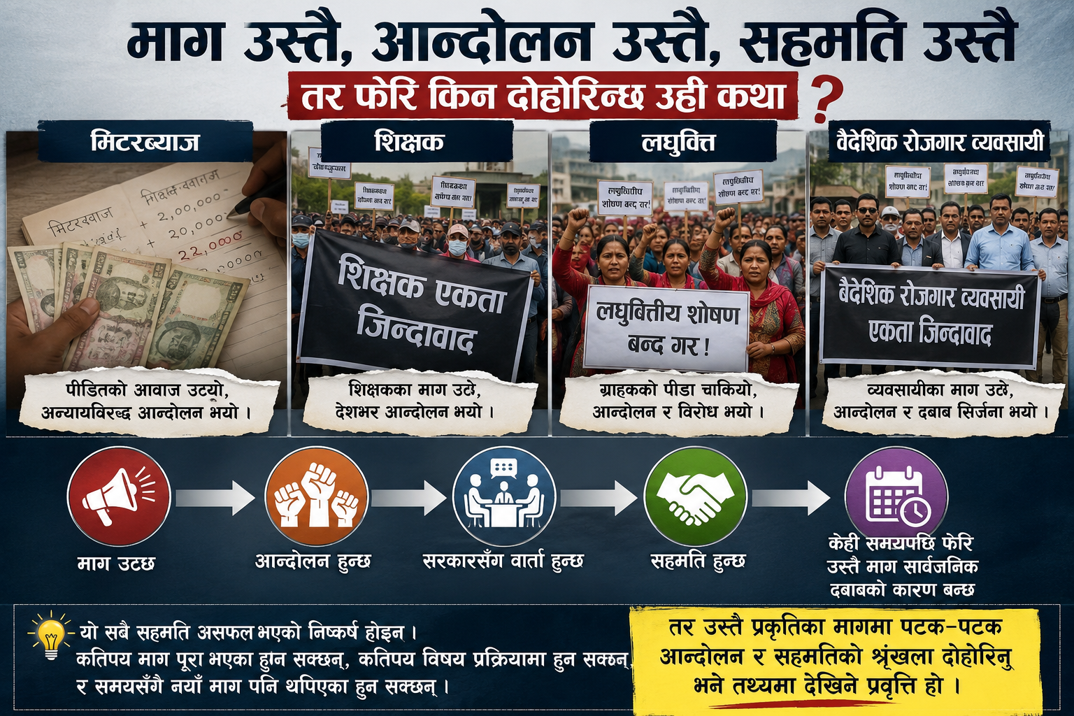 व्यवसायीको आन्दोलन रोकिन्छ, तर फेरि उस्तै माग लिएर हुने आन्दोलनको चक्र रोकिएन